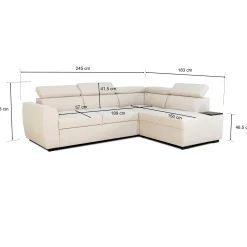 PGS Ecksofa Kelio links - verstellbare Kopfstütze - r Stoff