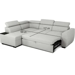 PGS Ecksofa Kelio rechts - verstellbare Kopfstütze - er Stoff