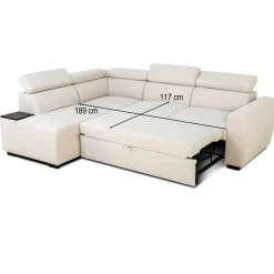 PGS Ecksofa Kelio rechts - verstellbare Kopfstütze - r Stoff