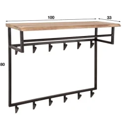 Eddard Wandgarderobe 12 haken - akazie/metall