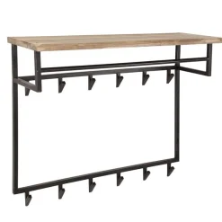 Eddard Wandgarderobe 12 haken - akazie/metall