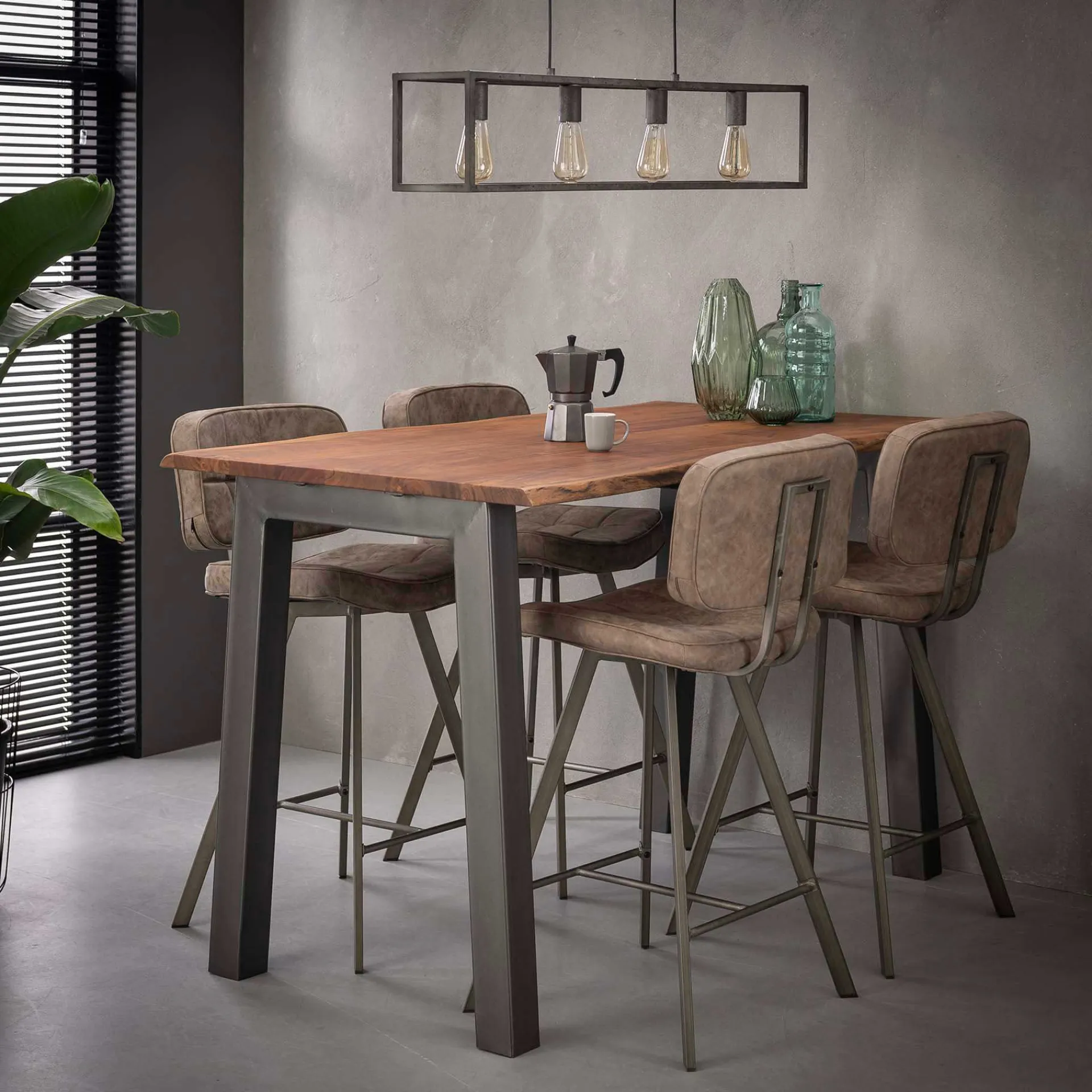 Emob Edge Bartisch 147x80 mit Akazienholz - braun/grau