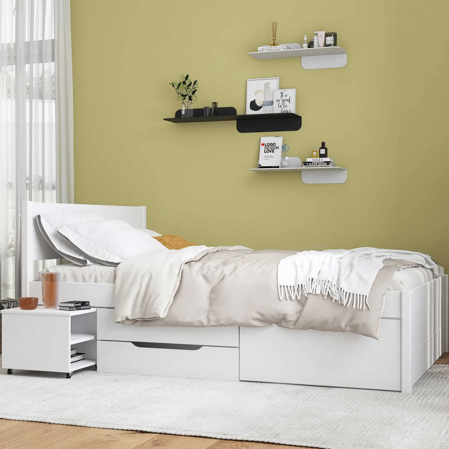 Efetivo Doppelbett 140x200cm mit Stauraum - weiß