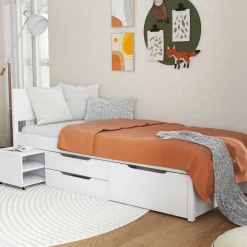 Efetivo Einzelbett 90x200cm mit Stauraum - weiß