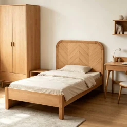 Einzelbett Alessia - 90x200cm - mit Lattenrost - massiver Eiche