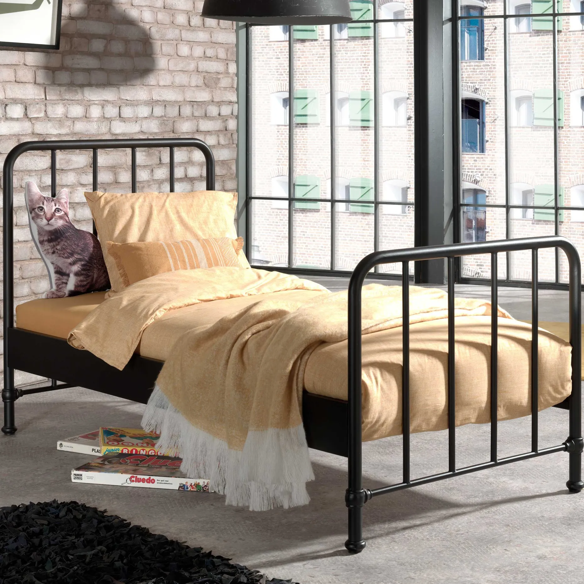 Einzelbett Bronxx Metall 90x200 - mattschwarz