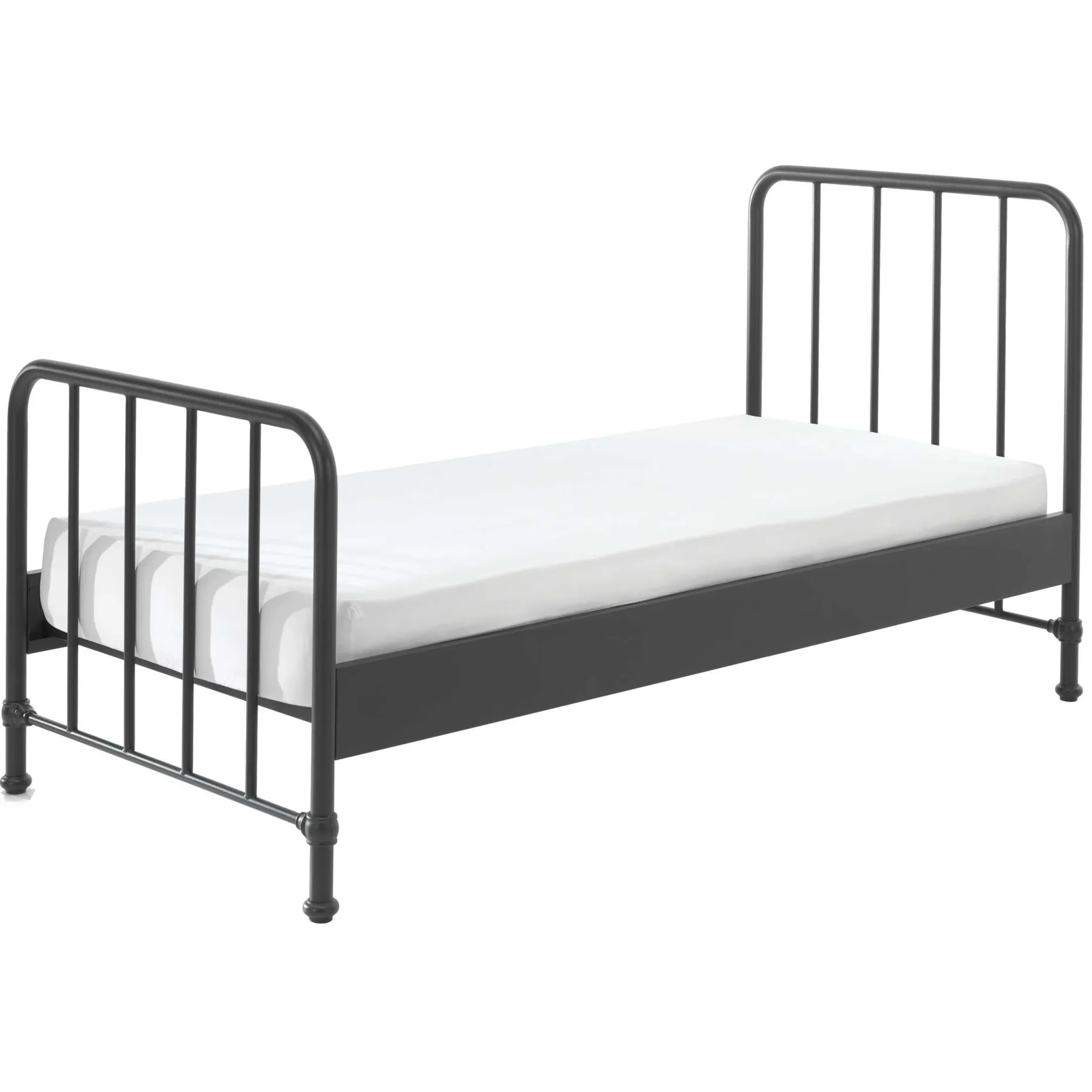 Einzelbett Bronxx Metall 90x200 - mattschwarz