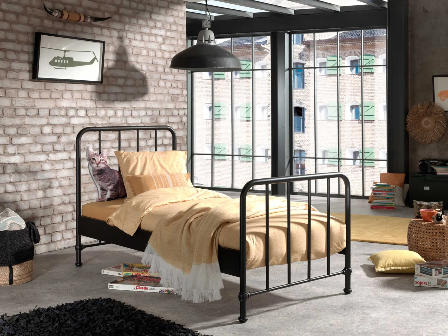 Einzelbett Bronxx Metall 90x200 - mattschwarz