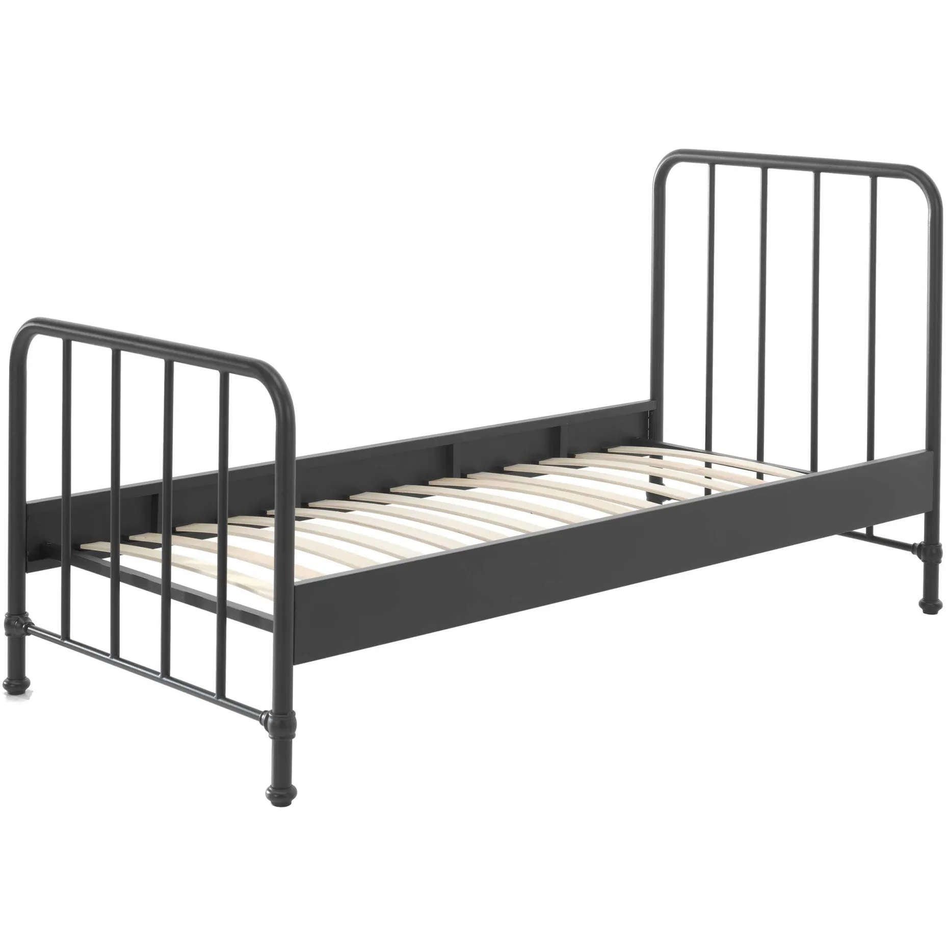 Einzelbett Bronxx Metall 90x200 - mattschwarz