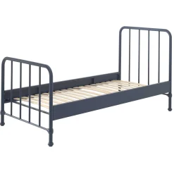 Einzelbett Bronxx Metall 90x200 - matt blau denim