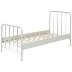 Einzelbett Bronxx Metall 90x200 - matt weiß
