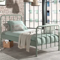 Einzelbett Bronxx Metall 90x200 - matt olivgrün