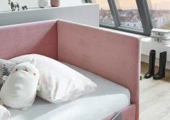 Einzelbett Cool | Mit Rückenlehne | 90 x 200 cm | Rosa Design
