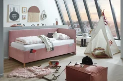 Einzelbett Cool | Mit Rückenlehne | 140 x 200 cm | Rosa Design