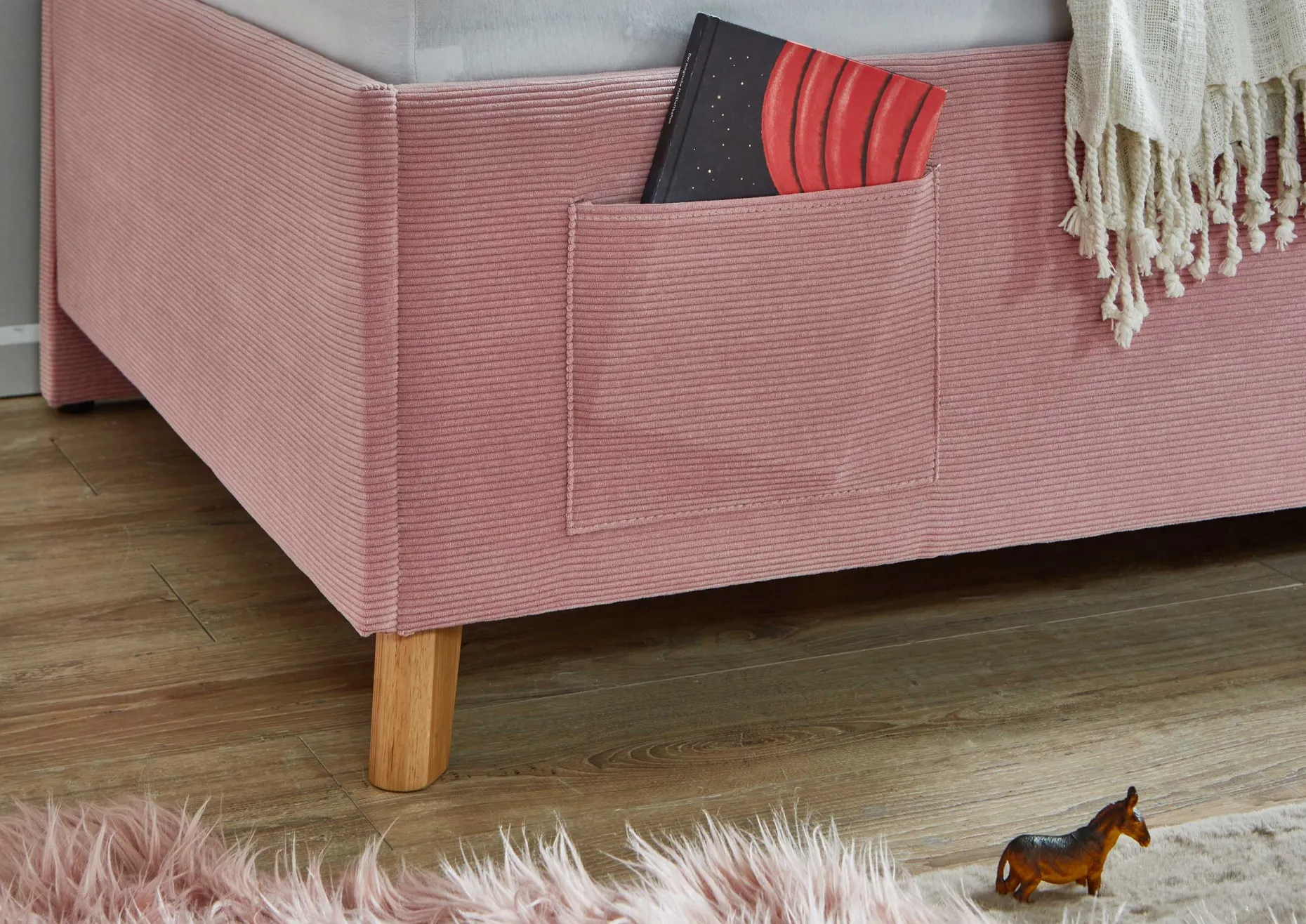 Einzelbett Cool | Mit Rückenlehne | 140 x 200 cm | Rosa Design