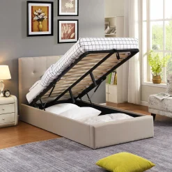 Einzelbett Corbi mit Stauraum 90x200 - sand