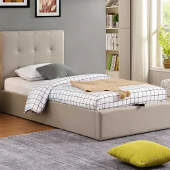 Einzelbett Corbi mit Stauraum 90x200 - sand