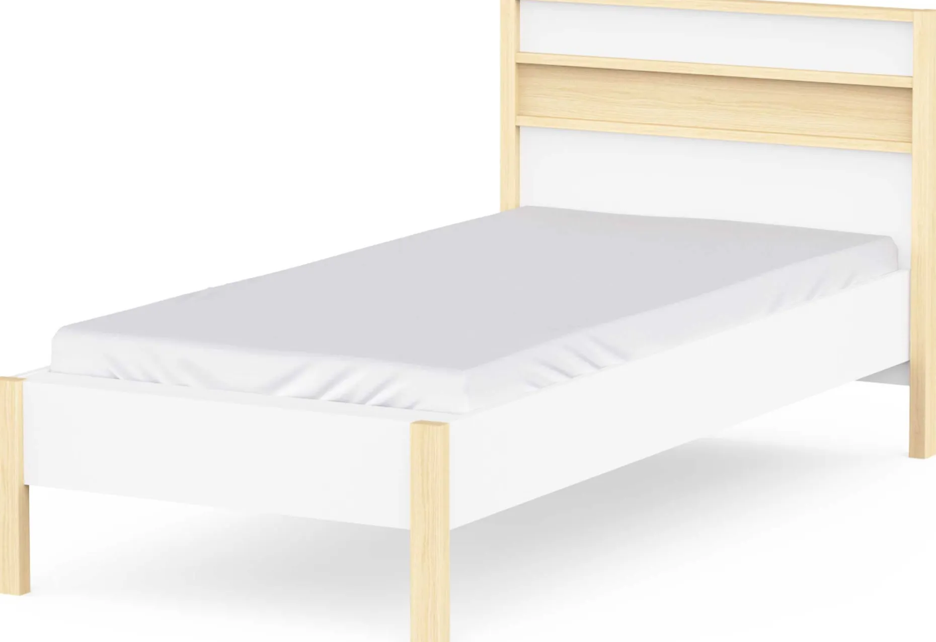 Einzelbett Heva - 90x190/200cm - weiß/Eiche Dekor