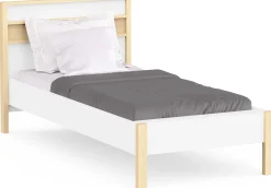 Einzelbett Heva - 90x190/200cm - weiß/Eiche Dekor