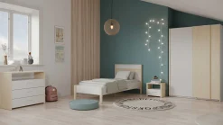 Einzelbett Heva - 90x190/200cm - weiß/Eiche Dekor