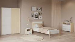 Einzelbett Heva - 90x190/200cm - weiß/Eiche Dekor