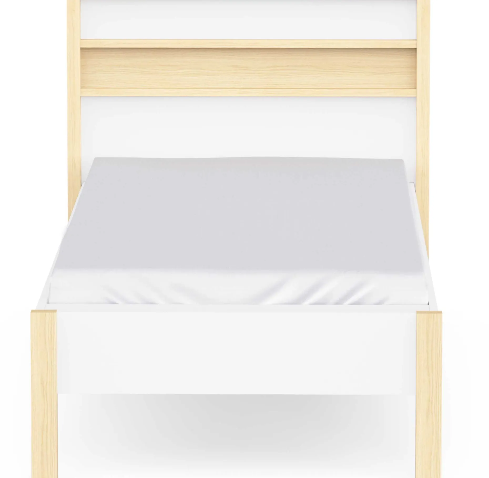 Einzelbett Heva - 90x190/200cm - weiß/Eiche Dekor