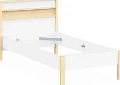 Einzelbett Heva - 90x190/200cm - weiß/Eiche Dekor
