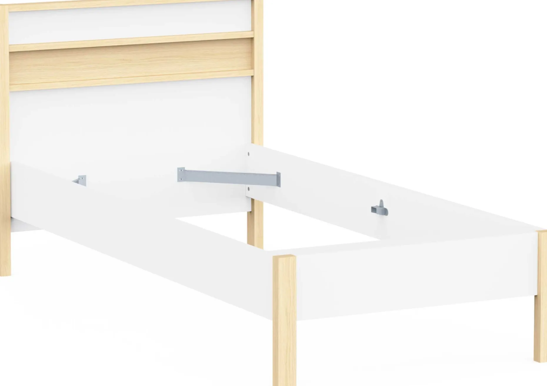 Einzelbett Heva - 90x190/200cm - weiß/Eiche Dekor