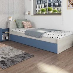 Einzelbett Kazim 90x200 mit Stauraum - dunkelblau
