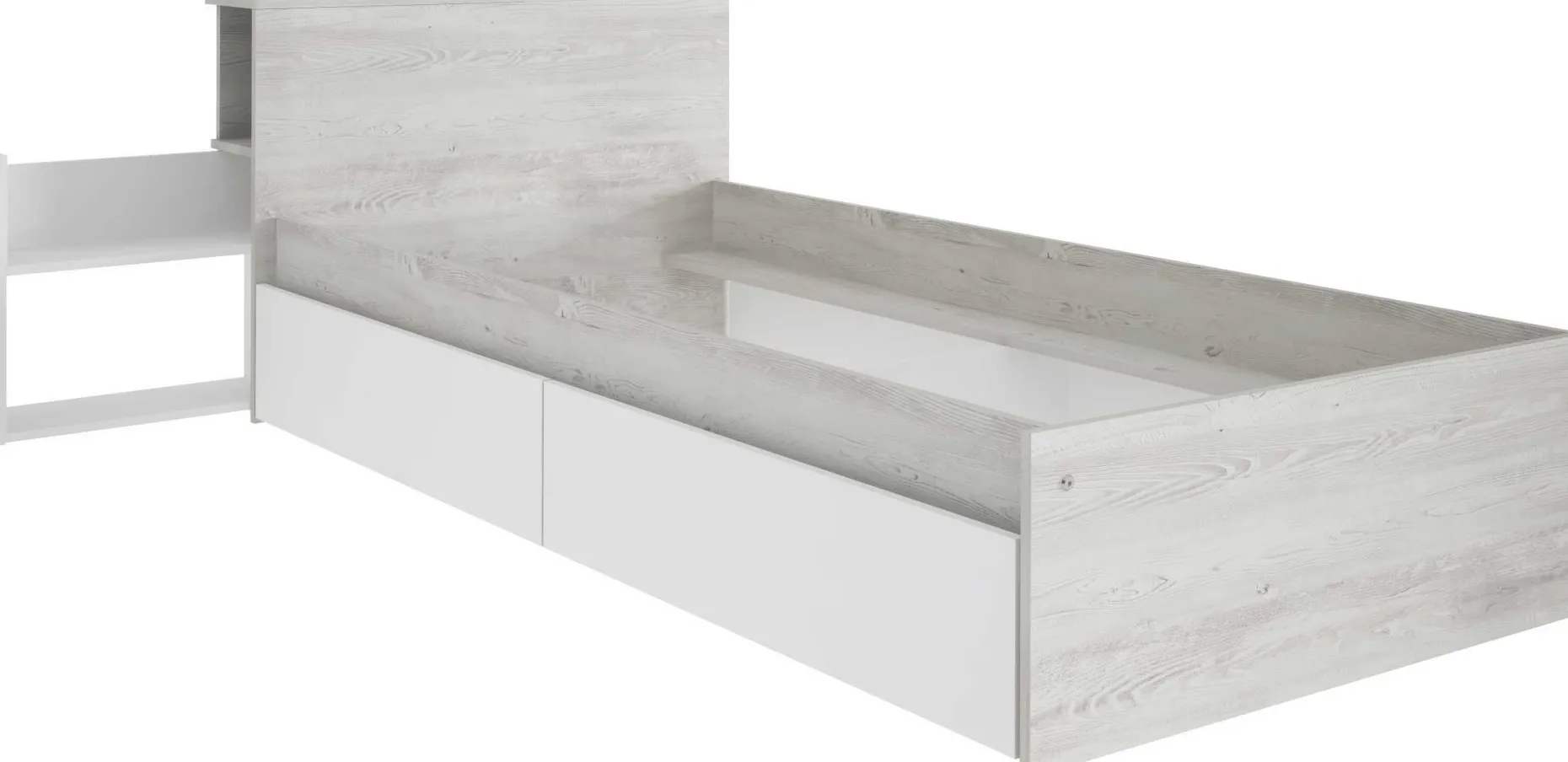 Einzelbett Kazim 90x200 mit Stauraum - weiß