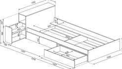 Einzelbett Kazim 90x200 mit Stauraum - weiß