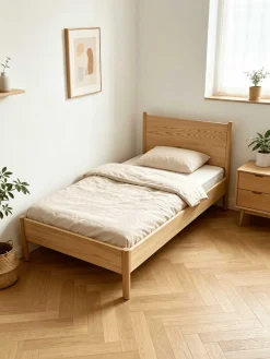 Einzelbett Loft - 90x200cm - mit Lattenrost - massiver Eiche