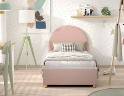 Einzelbett Maeva - 90x200cm - mit Stauraum - rosa