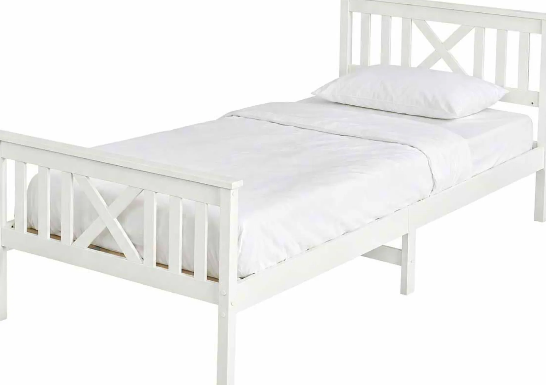 Einzelbett Milo - 90x200cm - massivem Kiefernholz - weiß
