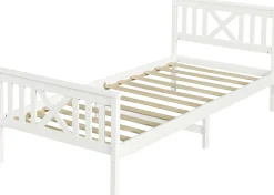 Einzelbett Milo - 90x200cm - massivem Kiefernholz - weiß