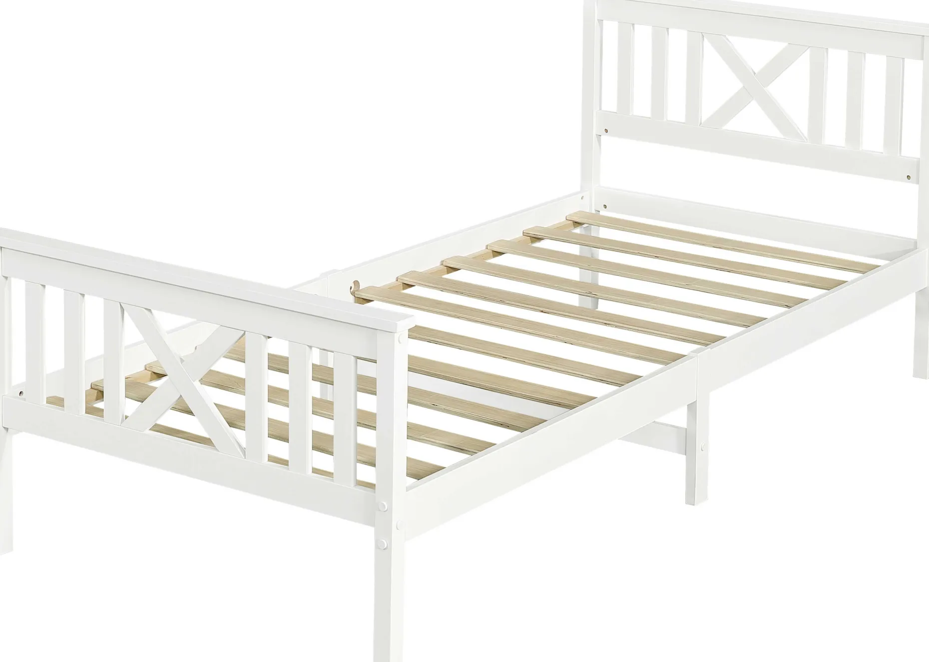 Einzelbett Milo - 90x200cm - massivem Kiefernholz - weiß