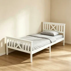 Einzelbett Milo - 90x200cm - massivem Kiefernholz - weiß