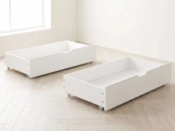 Einzelbett Milo - 90x200cm - mit Schubladen - massivem Kiefernholz - weiß