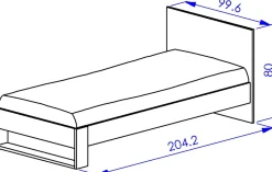 Einzelbett Nael - 90x200cm - Eiche Dekor/schwarz