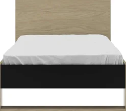 Einzelbett Nael - 90x190cm - Eiche Dekor/schwarz