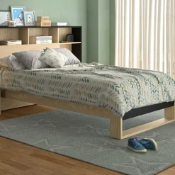 Einzelbett Nael - 90x190cm - Eiche Dekor/schwarz