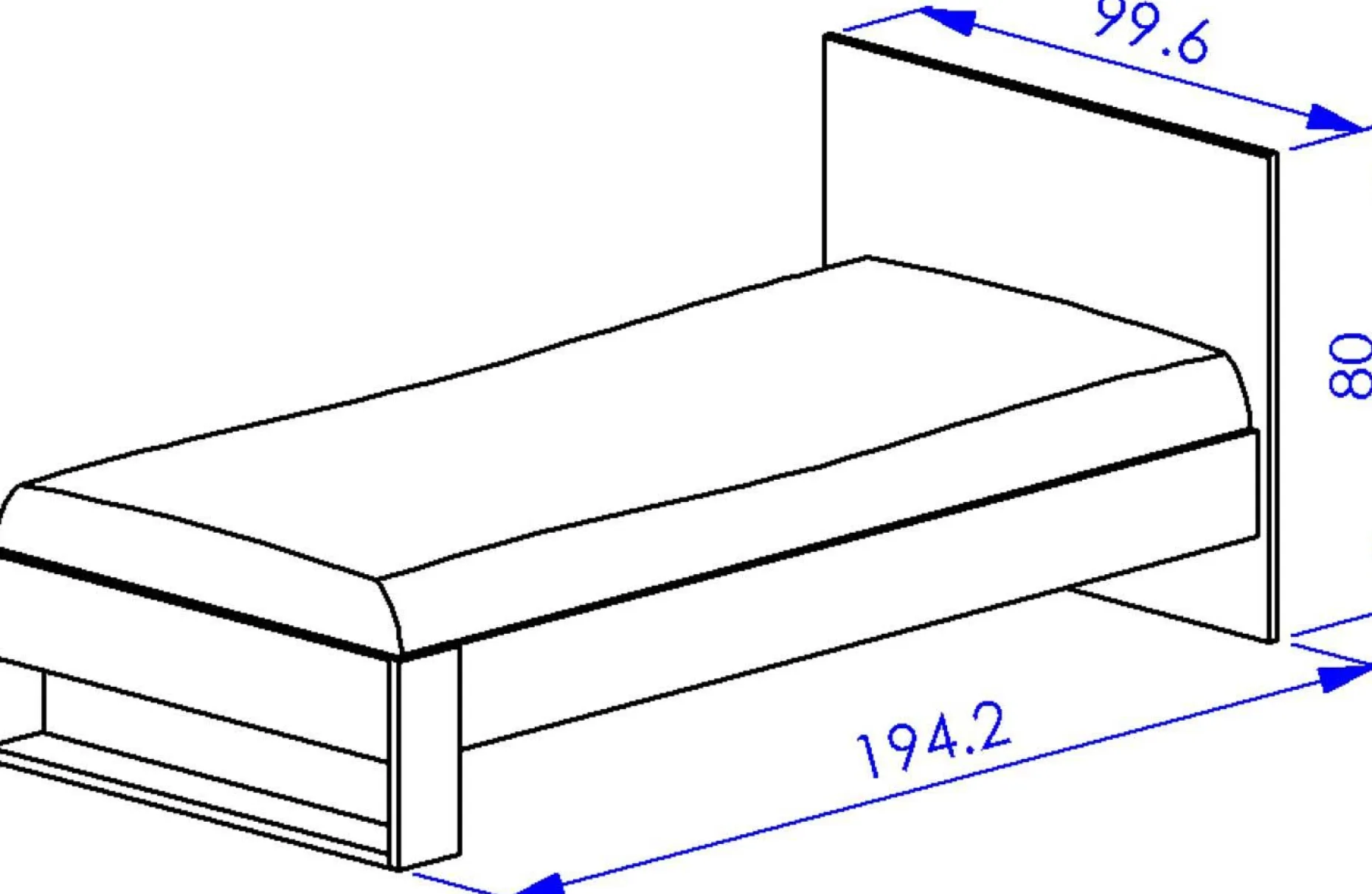 Einzelbett Nael - 90x190cm - Eiche Dekor/schwarz