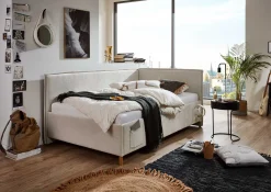 Einzelbett Ollie | Mit Rückenlehne | 120 x 200 cm | Beige Design