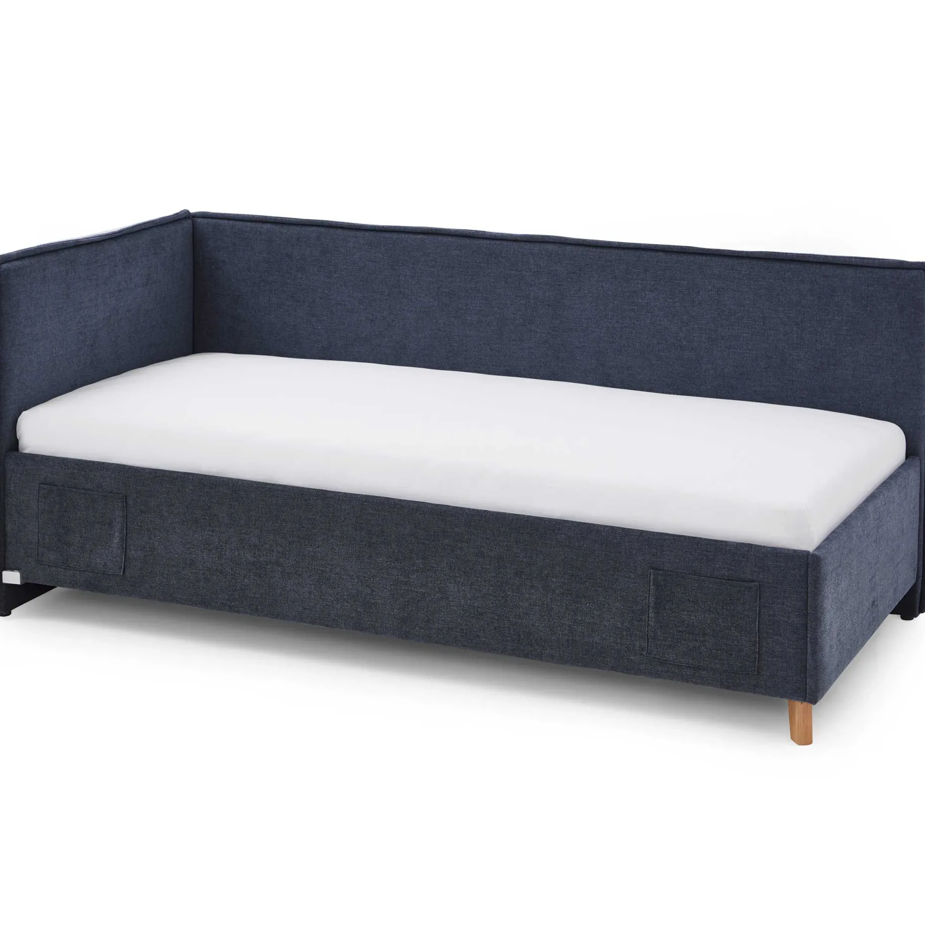 Einzelbett Ollie | Mit Rückenlehne | 120 x 200 cm | Dunkelblaues Design