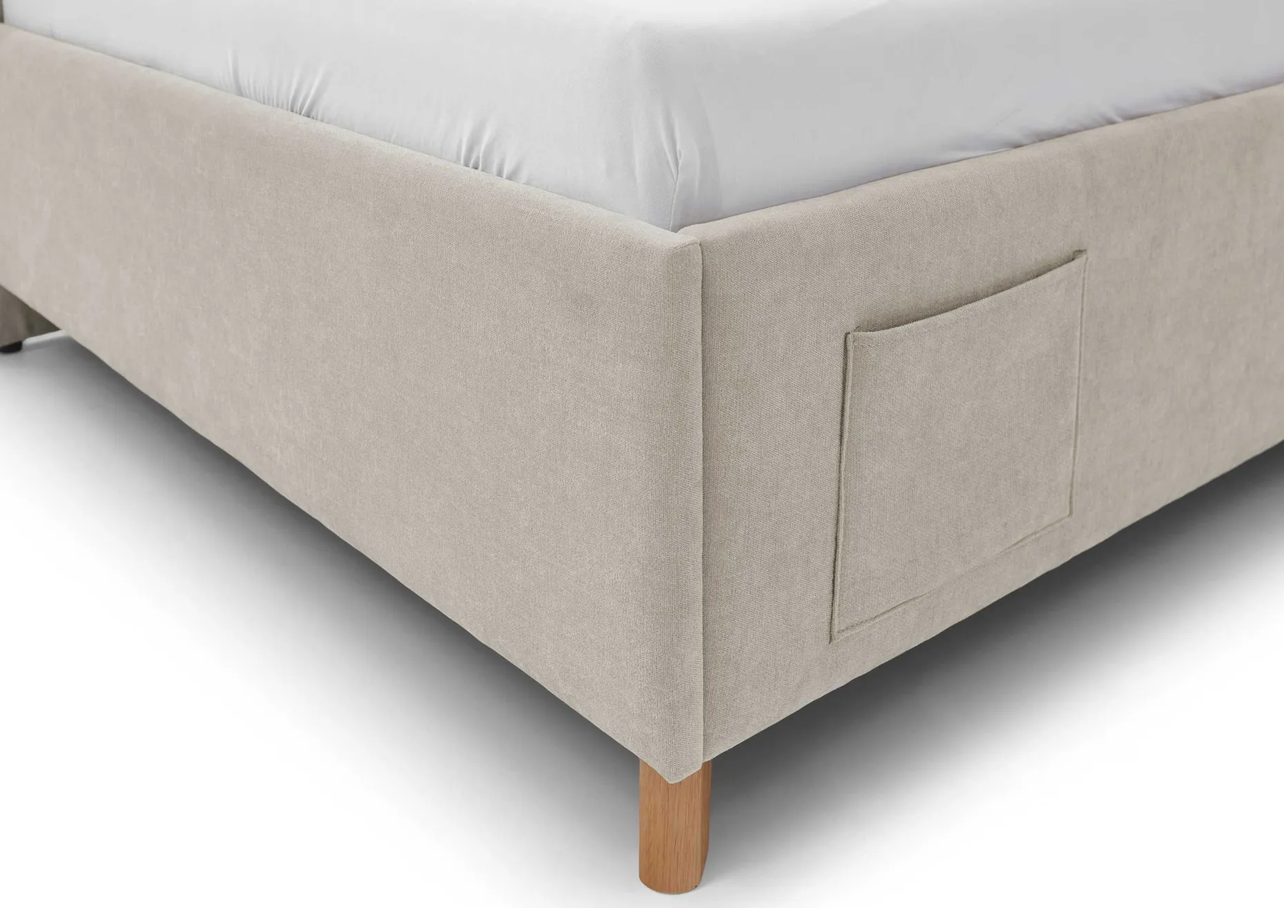 Einzelbett Ollie | Mit Rückenlehne | 90 x 200 cm | Beige Design