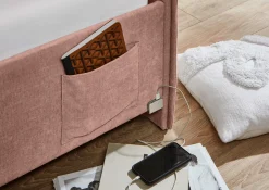Einzelbett Ollie | Mit Rückenlehne | 90 x 200 cm | Rosa Design