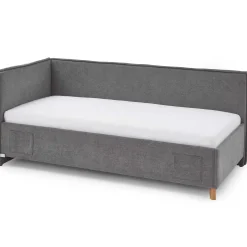 Einzelbett Ollie | Mit Rückenlehne | 90 x 200 cm | Design Grau