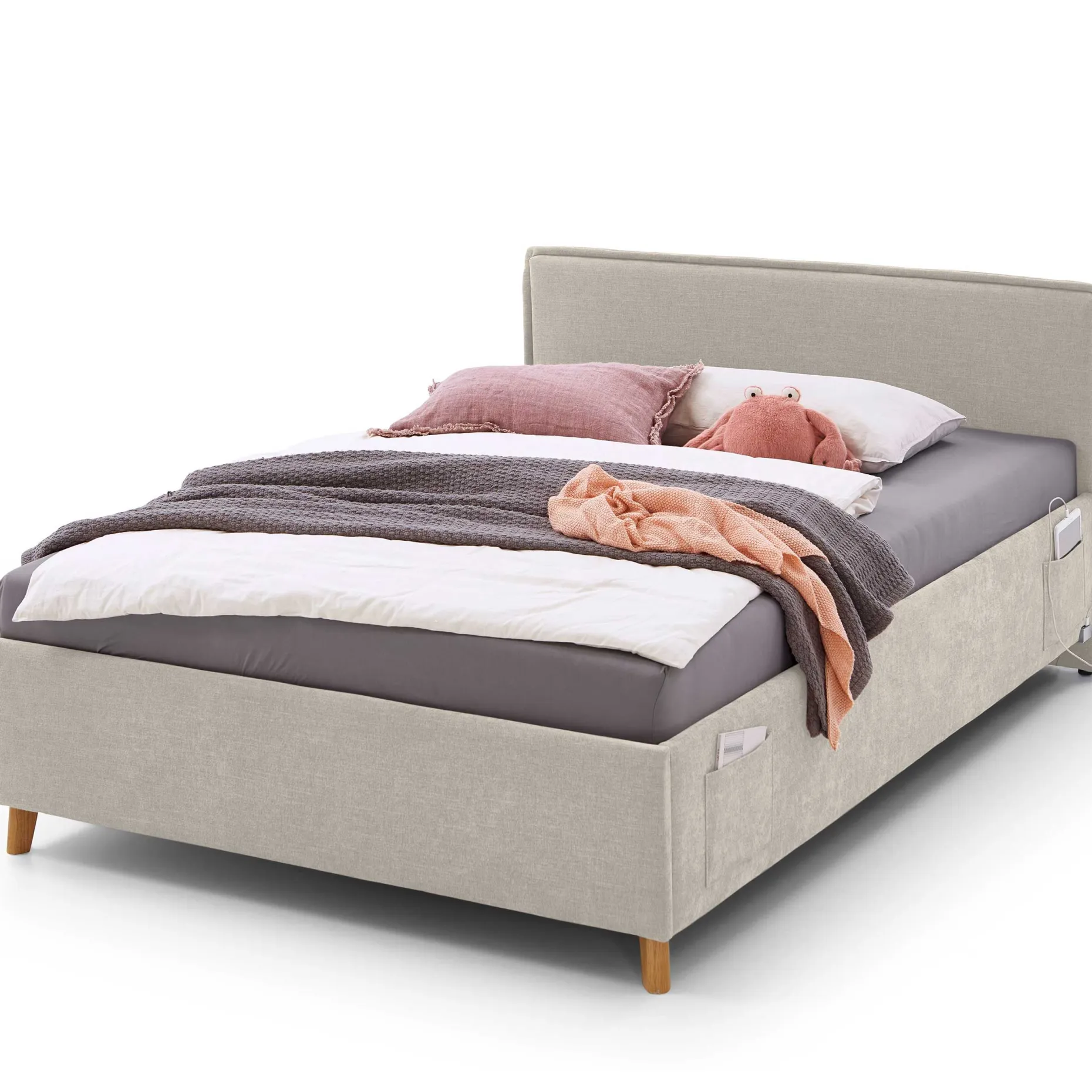 Einzelbett Ollie | 120 x 200 cm | Design Beige