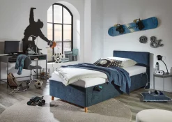 Einzelbett Ollie | 120 x 200 cm | Design Blau