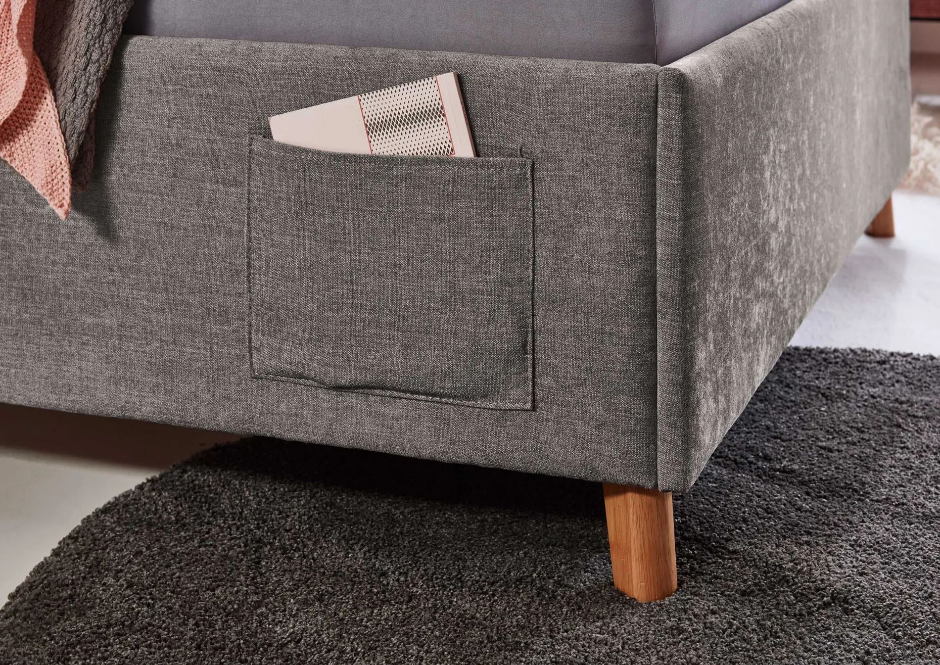 Einzelbett Ollie | 90 x 200 cm | Design Grau